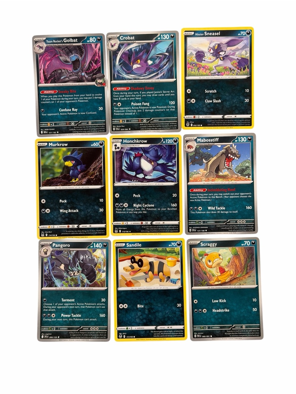 Lot of 9 dark type Pokemon trading cards - Bundle and Save